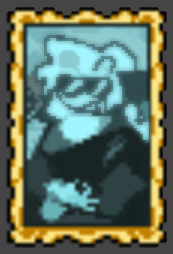 A photo referencing the painting found in queen's mansion from deltarune, replacing the head with that of the user found in the link